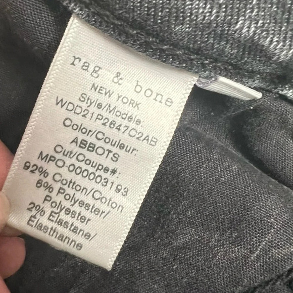 NWOT Rag & Bone Nina High Rise Ankle Cigarette Jean Abbots Grey Black Denim 29 - Picture 8 of 11
